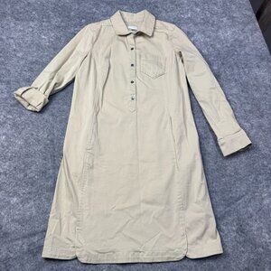 J Jill Shirt Dress Womens Size 6 Khaki Beige Roll Tab Safari Live In Chino NEW